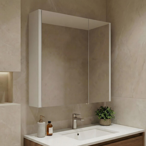 Arno Small Wooden Wall Mounted Bathroom Mirror Cabinet in White