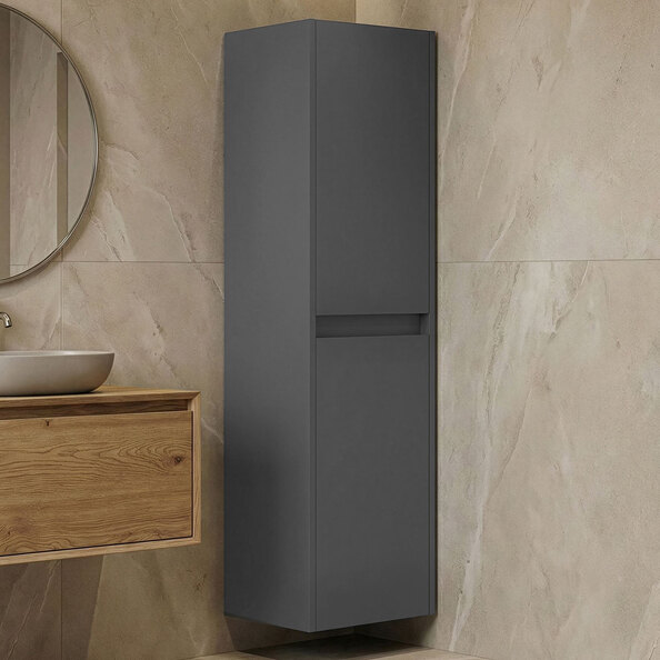 Arno Tall Wooden Bathroom Storage Cabinet in Anthracite