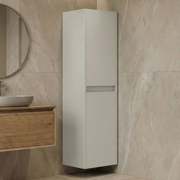 Arno Tall Wooden Bathroom Storage Cabinet in Cashmere