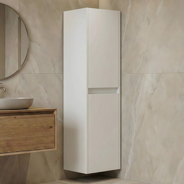 Arno Tall Wooden Bathroom Storage Cabinet in White