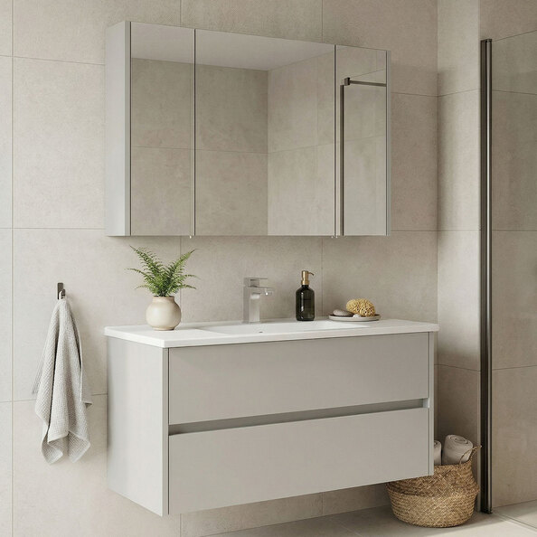 Arno Wooden Bathroom Furniture Set with 3 Doors 2 Drawers in Cashmere