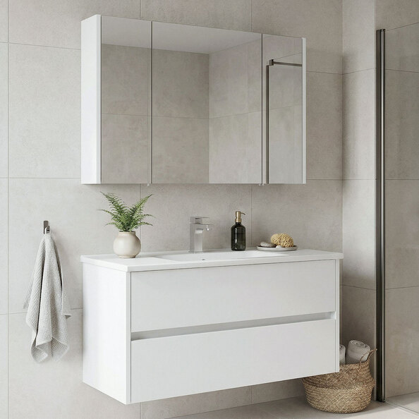 Arno Wooden Bathroom Furniture Set with 3 Doors 2 Drawers in White