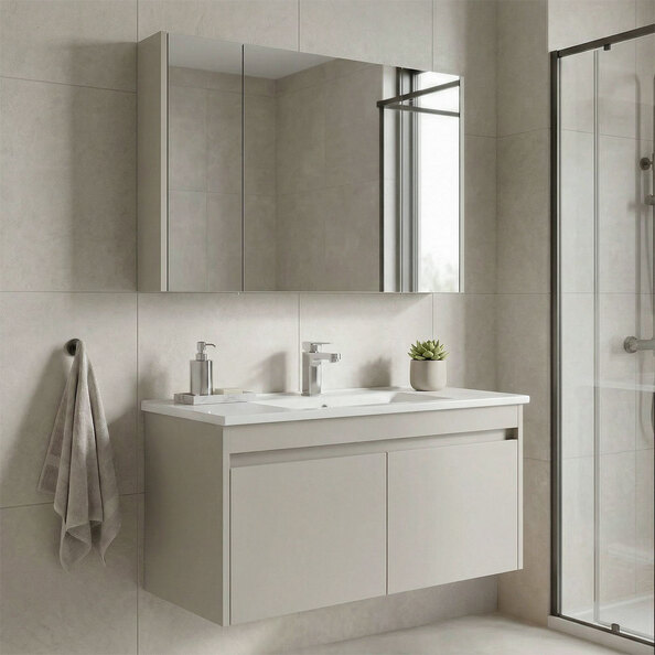 Arno Wooden Bathroom Furniture Set with 5 Doors in Cashmere