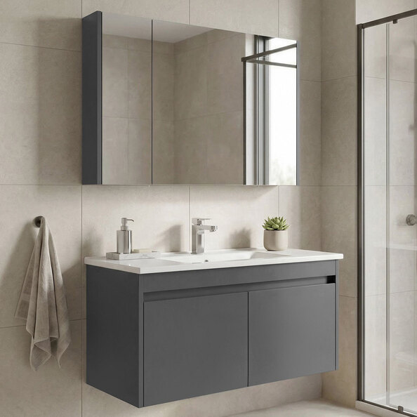 Arno Wooden Bathroom Furniture Set with 5 Doors in Grey