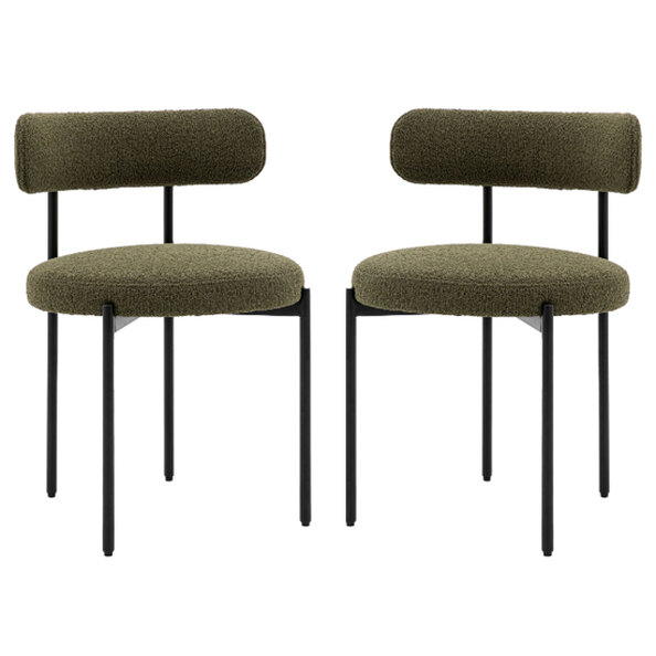 Arras Green Polyester Fabric Dining Chairs In Pair