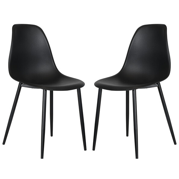 Arta Curve Black Plastic Dining Chairs In Pair