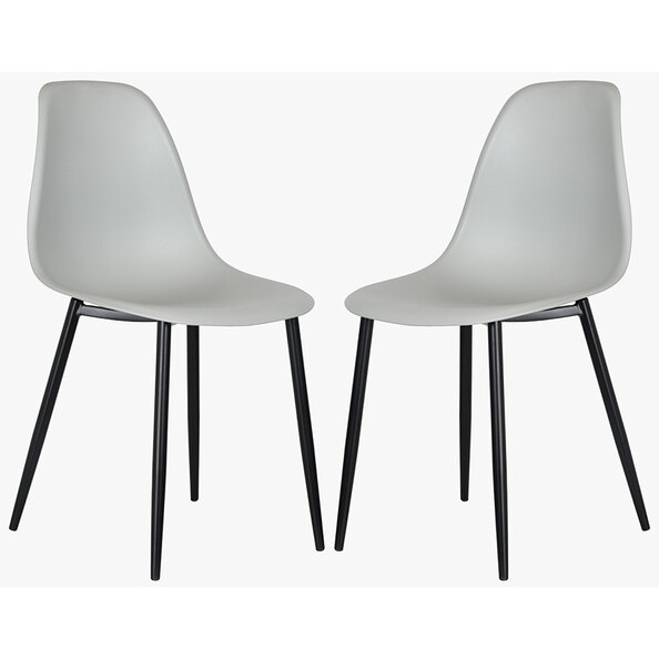Arta Curve Light Grey Plastic Dining Chairs In Pair