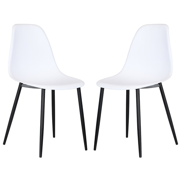 Arta Curve White Plastic Dining Chairs In Pair