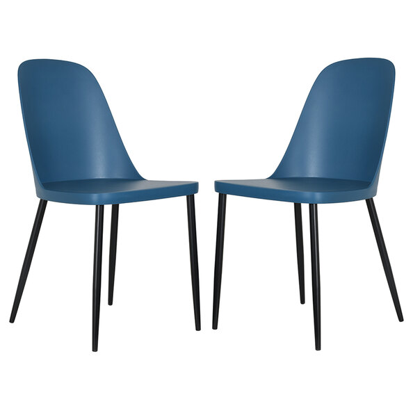 Arta Duo Blue Plastic Dining Chairs In Pair
