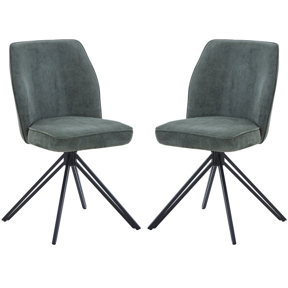 Arta Fabric Dining Chairs In Pair - Green