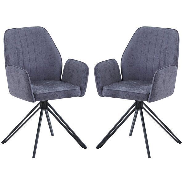 Arta Fabric Dining Chairs In Pair - Grey