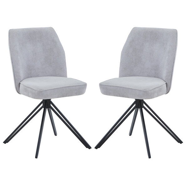 Arta Fabric Dining Chairs In Pair - Light Grey