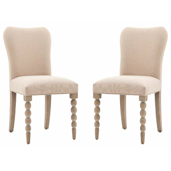 Arta Natural Fabric Dining Chairs In Pair