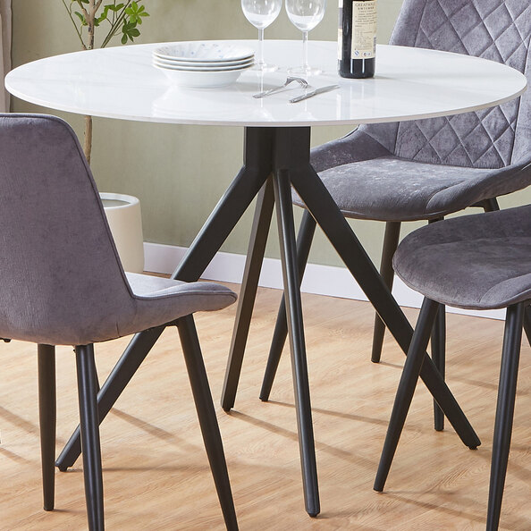 Arta Sintered Stone Round Dining Table - White Gloss