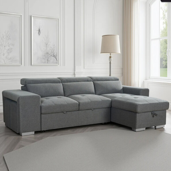 Arthur Fabric Universal Corner Sofabed in Grey