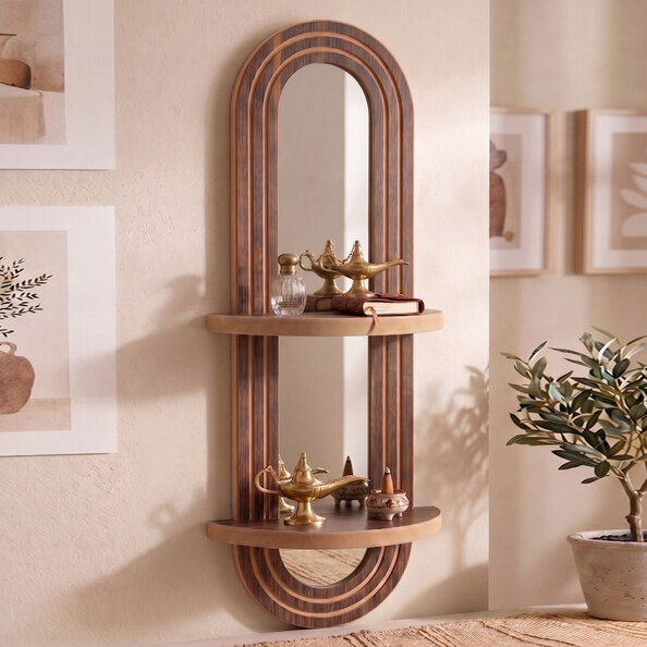 Artmat Fluted Wooden Wall Mirror in Wenge