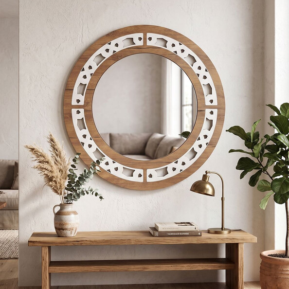 Artmat Wooden Round Wall Mirror in Wenge