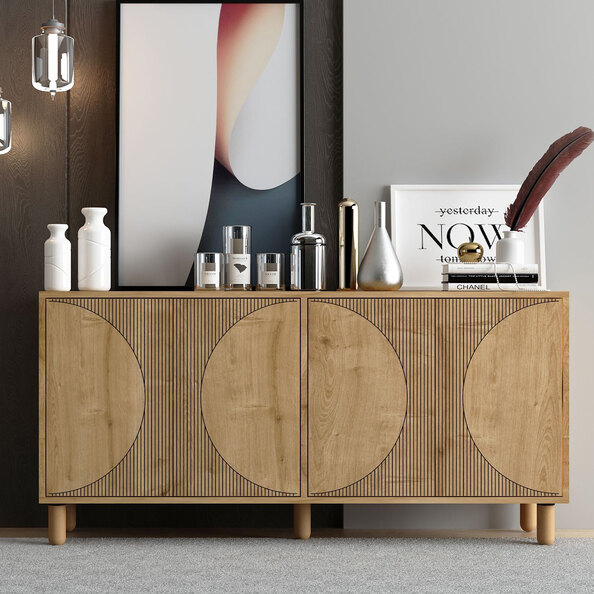 Arventa Wooden Sideboard with 4 Doors in Sapphire Oak