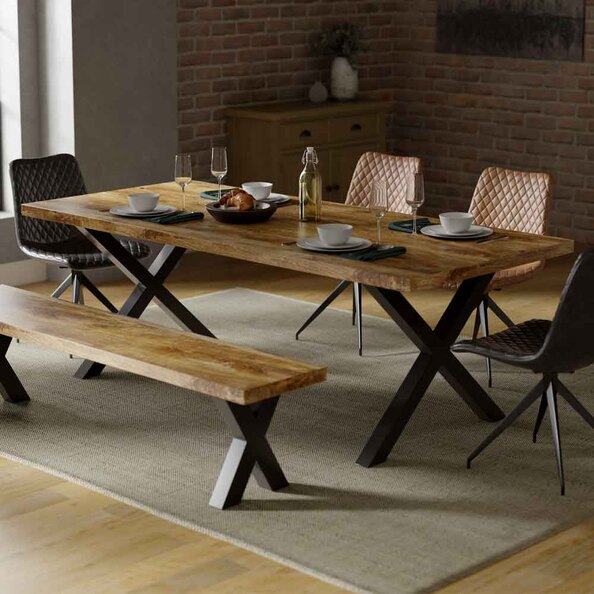 Arzano 225cm Mango Wood Dining Table with X-Shape Legs