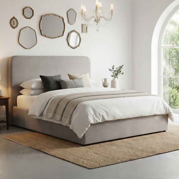 Ascot Fabric Ottoman Storage King Size Bed In Grey