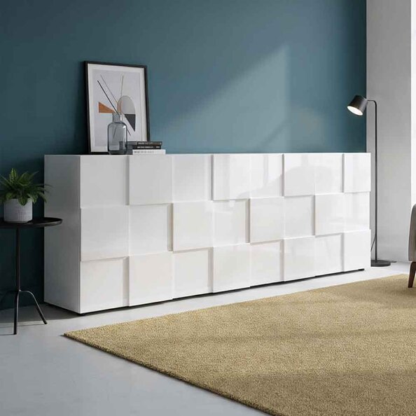 Aspen High Gloss Sideboard with 4 Doors in White
