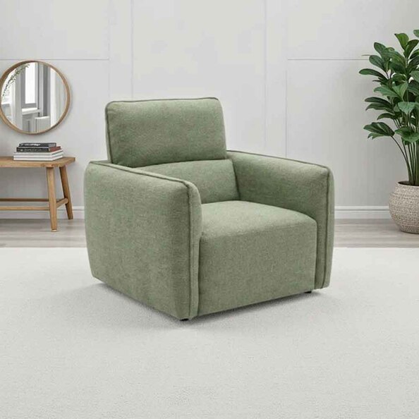 Aster Fabric 1 Seater Sofa in Green
