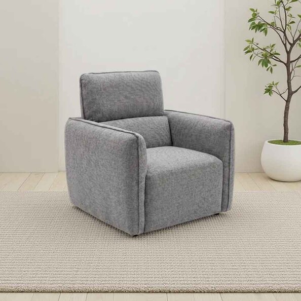 Aster Fabric 1 Seater Sofa in Grey