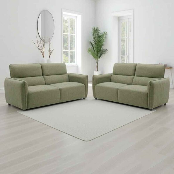 Aster Fabric 3+2 Seater Sofa Set in Green