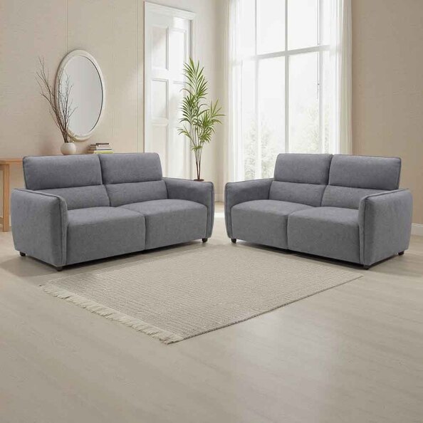 Aster Fabric 3+2 Seater Sofa Set in Grey