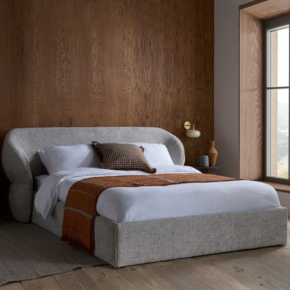 Atalla Fabric King Size Bed in Grey