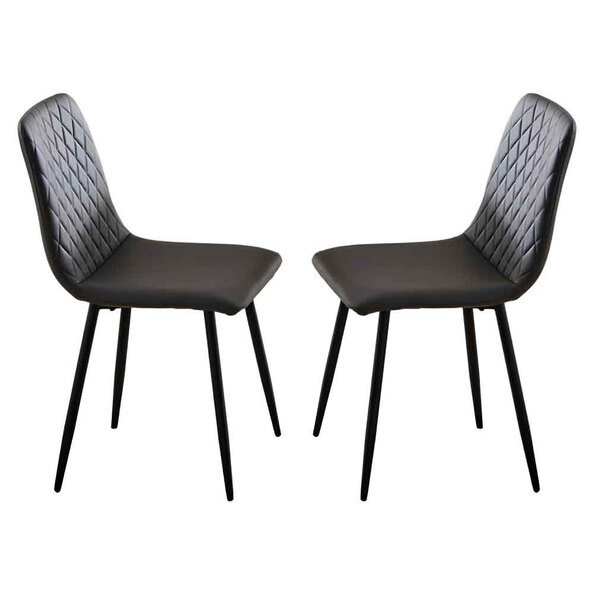 Attica Dark Grey Leather Dining Chairs - Pair