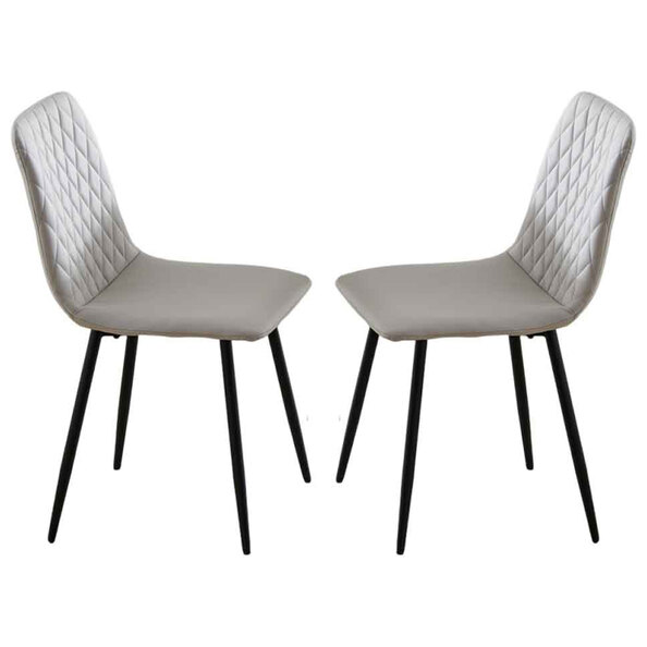 Attica Light Grey Leather Dining Chairs - Pair