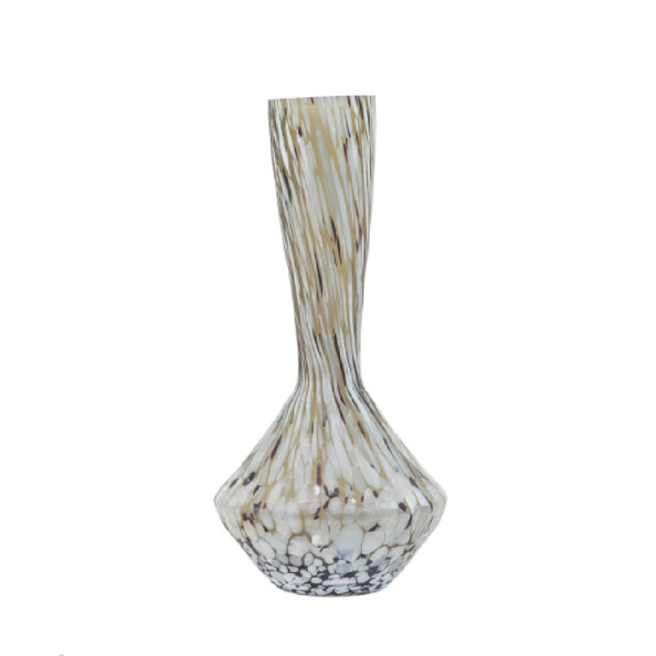 Auburn Small Glass Decorative Vase In Brown And White