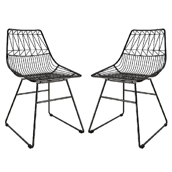 Auckland Black Metal Bistro Dining Chairs In Pair