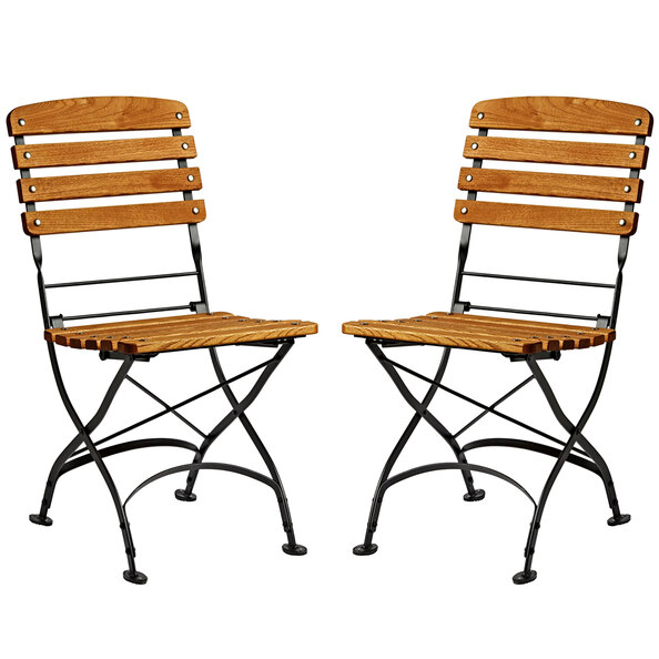 Auckland Brown Wooden Folding Sidechair in Pair