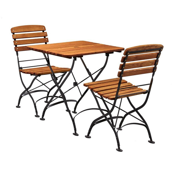 Auckland Wooden Bistro Table with 2 Chairs in Brown