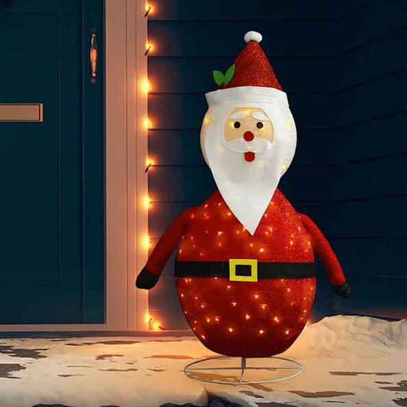 Aurelia 120cm Fabric Decorative Christmas Santa Claus With LED - White And Red