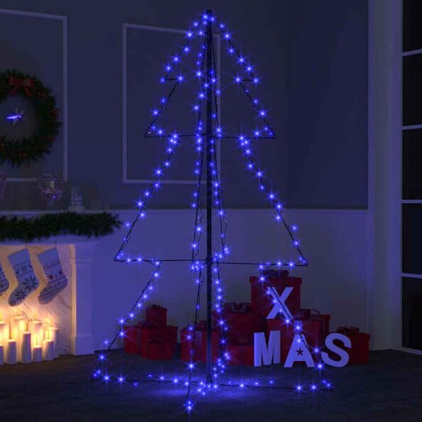 Aurelia 150cm Metal Christmas Cone Tree With 200 LEDs - Blue