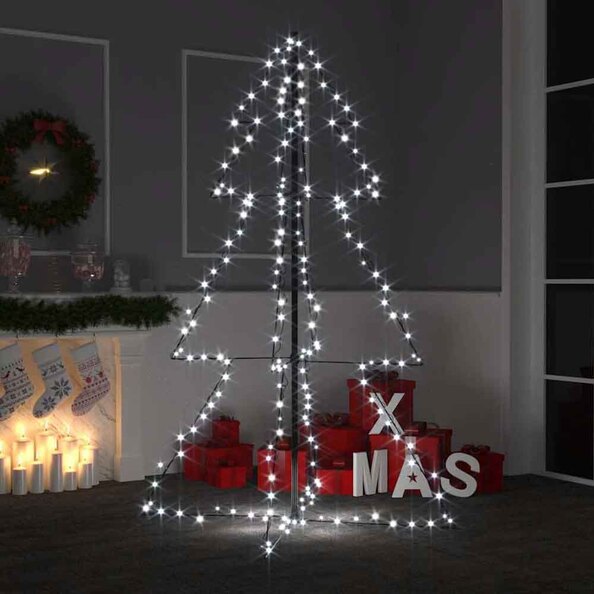 Aurelia 150cm Metal Christmas Cone Tree With 200 LEDs - Cold White
