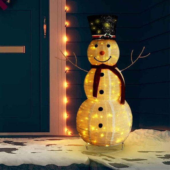 Aurelia 180cm Fabric Decorative Christmas Snowman With LED - White And Red