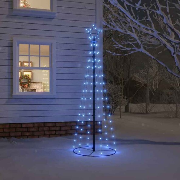 Aurelia 180cm Metal Christmas Cone Tree With 108 LEDs - Blue