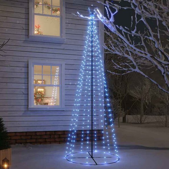 Aurelia 300cm Metal Christmas Cone Tree With 310 LEDs - Blue