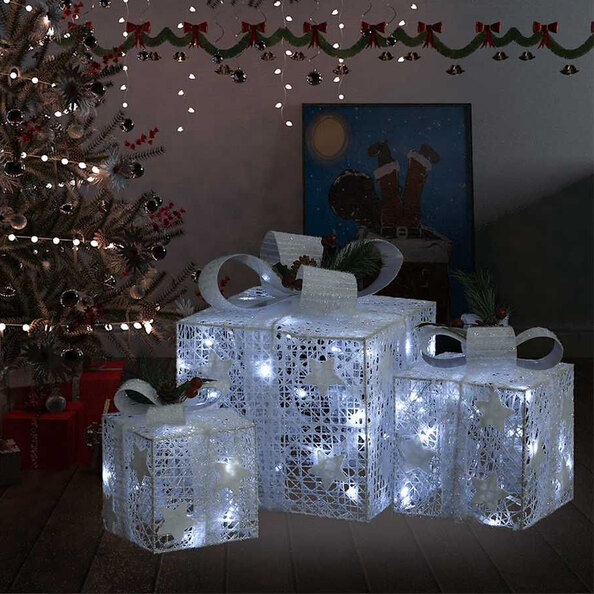 Aurelia Fabric 3 pcs Decorative Christmas Gift - White
