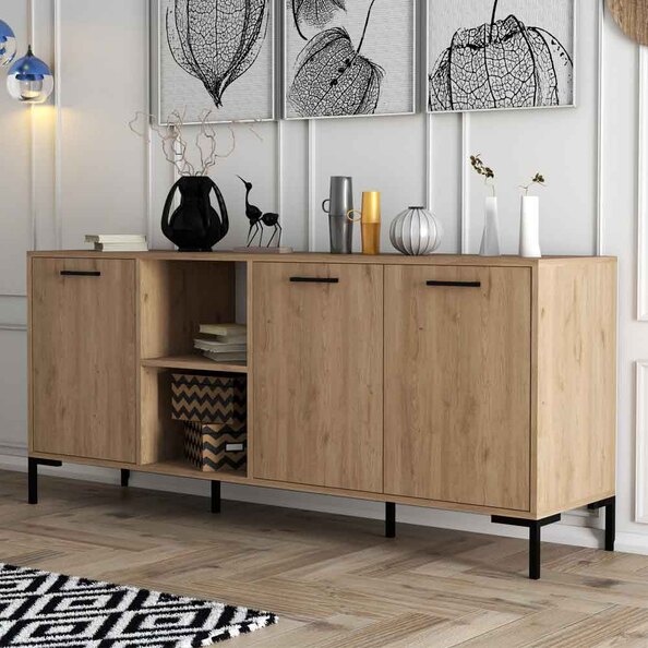 Aurora Wooden Sideboard with 3 Doors in Oak