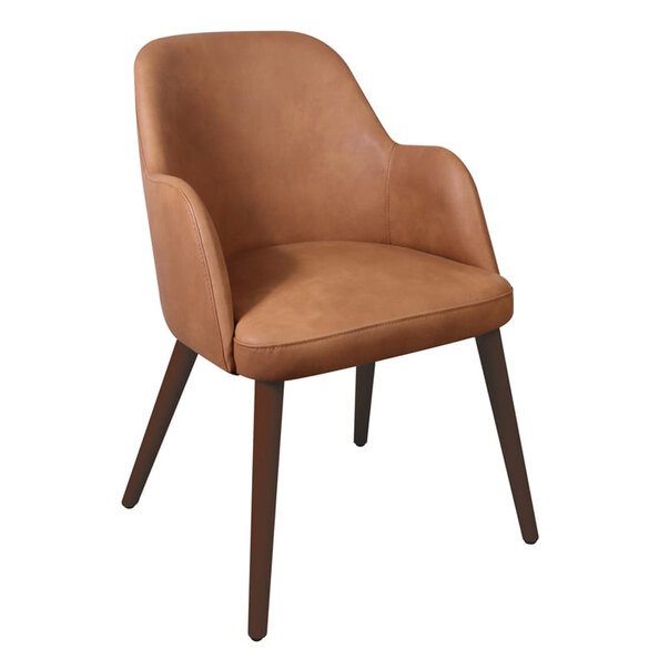 Avelay Faux Leather Bedroom Armchair In Cognac Vintage Elegance