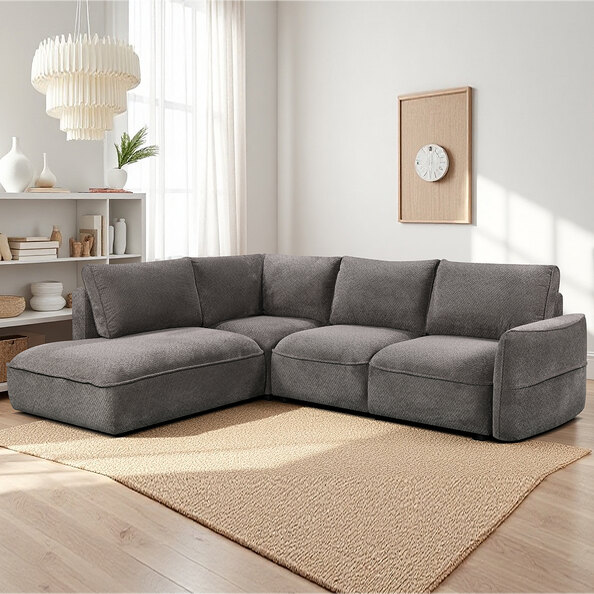 Avenyx Fabric Left-Handed Sofa Bed in Slate