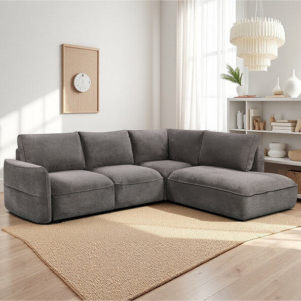 Avenyx Fabric Right-Handed Sofa Bed in Slate