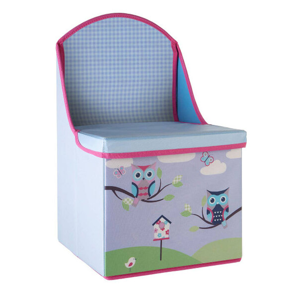 Avenza Polyester Kids Owl Storage Seating Chair in Purple
