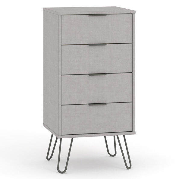 Avoch Narrow Wooden Chest Of 4 Drawers In Grey