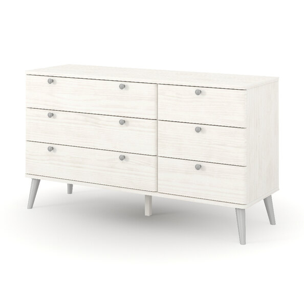 Avoch Wooden Chest Of 6 Drawers With Metal Legs In White